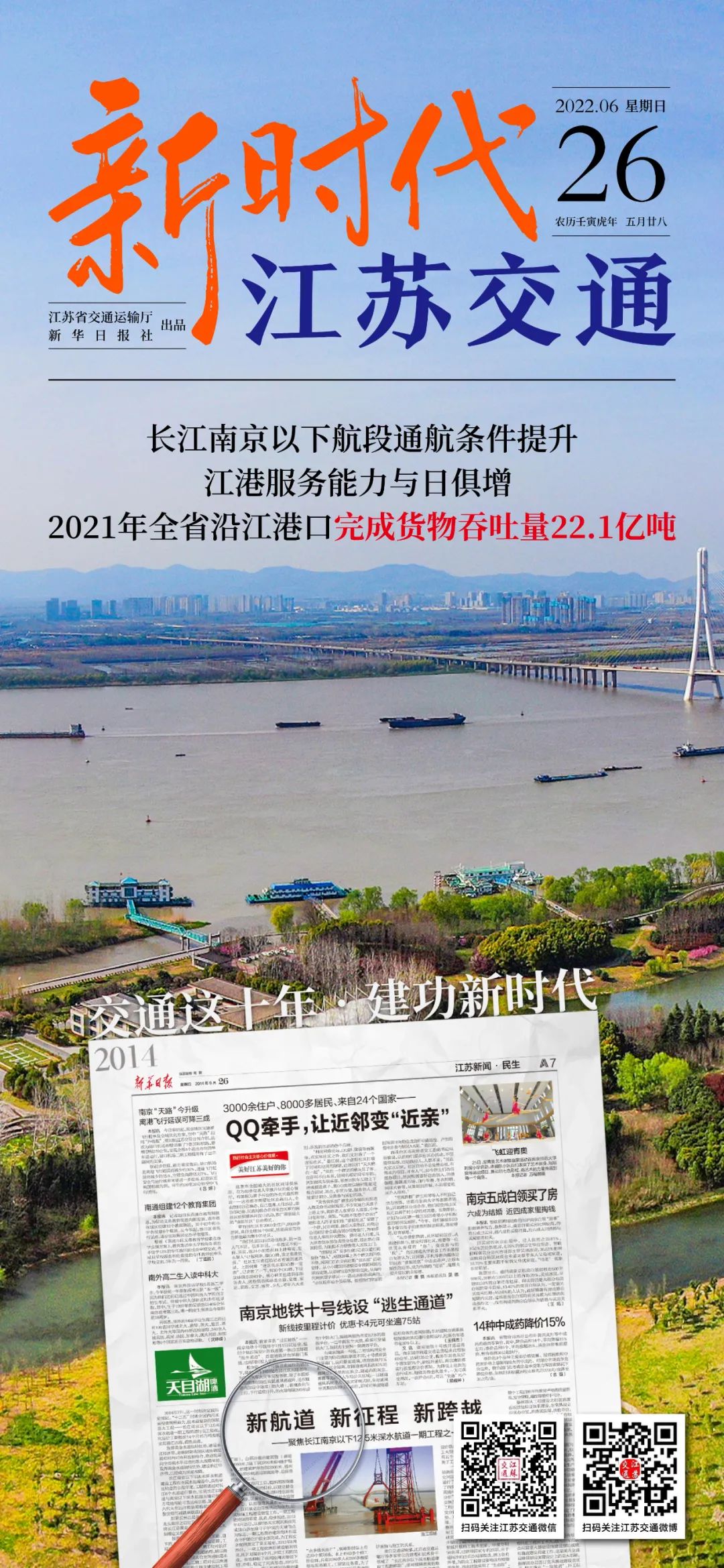 新时代江苏交通|长江南京以下航段通航条件提升,2021年全省沿江港口完成货物吞吐量22.1亿吨