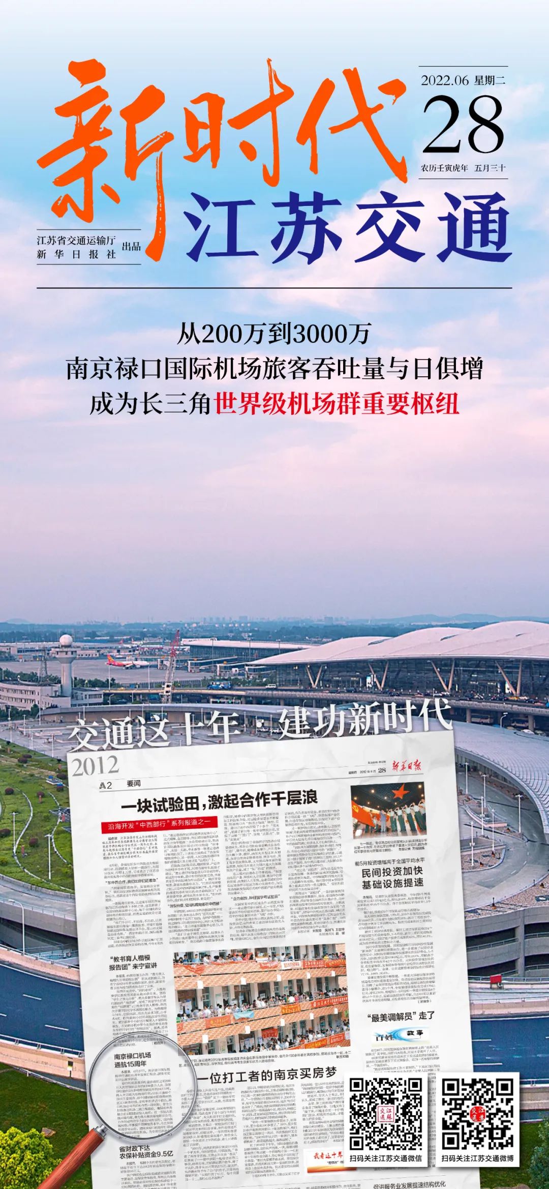 新时代江苏交通|从200万到3000万,南京禄口国际机场旅客吞吐量与日俱增,成为长三角世界级机场群重要枢纽